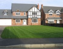 Cleethorpes Country Park, the seeded lawn area on a new build home. Picture taken following first cut after only 6 weeks from the seeding date.